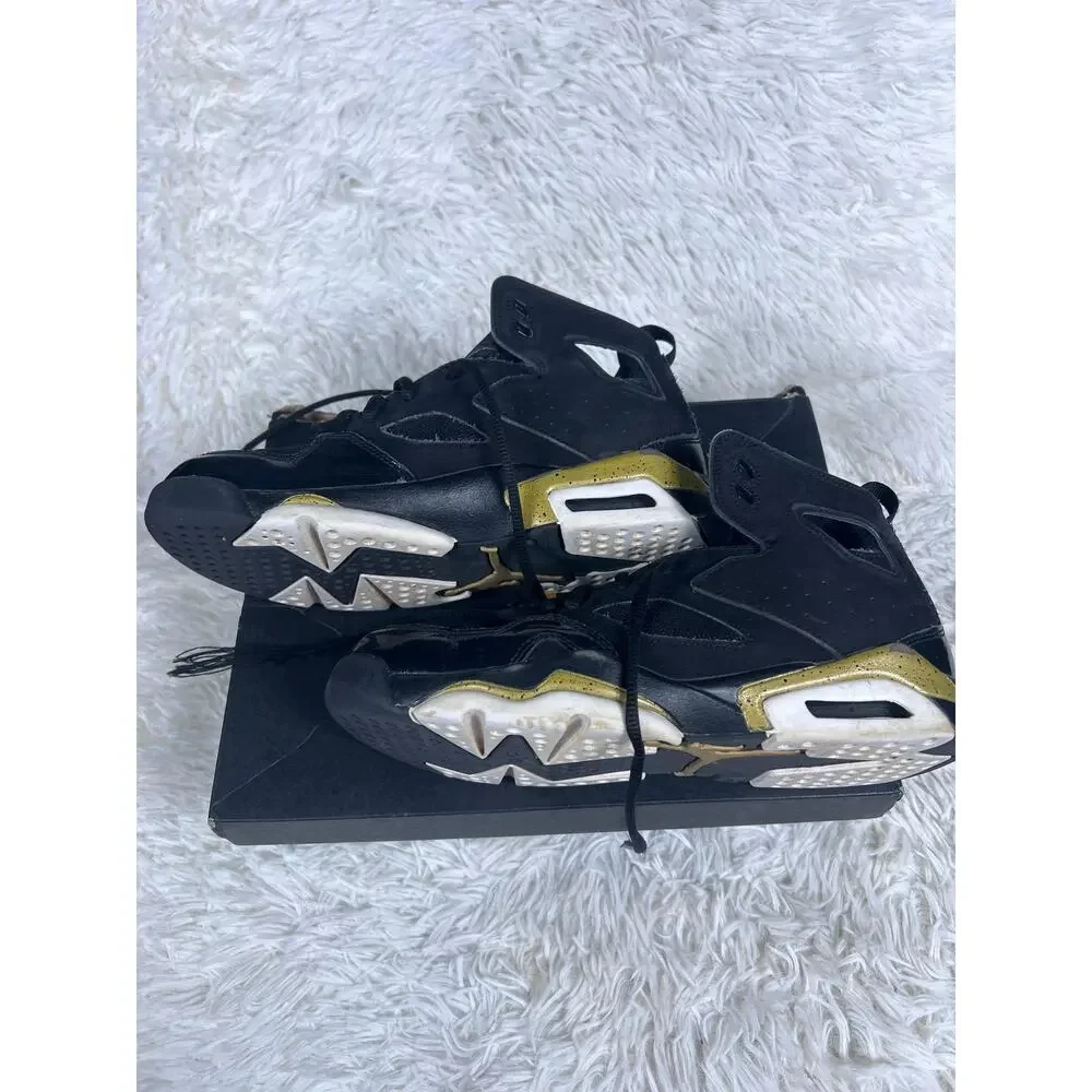 Air Jordan Flight Club 91 Shoes Youth Size 7Y Black Metallic Gold GS 555472-031